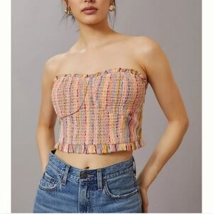 Anthropologie | Pilcro Rainbow Smocked Top size S